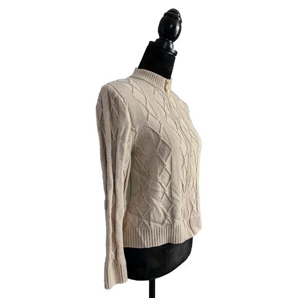 St. John Sport Beige Long Sleeve Zip Up Knit Sweater Cardigan Size P - Picture 2 of 9